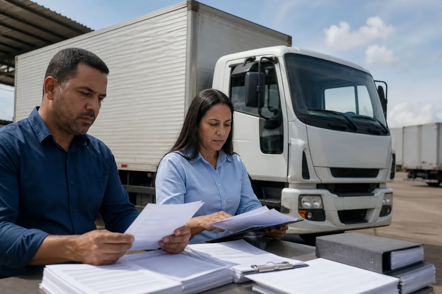 Despachante realizando cadastramento na ANTT em ambiente de trabalho.