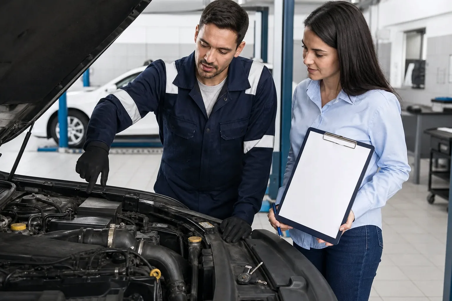 Despachante realizando cadastro de motor em escritório.